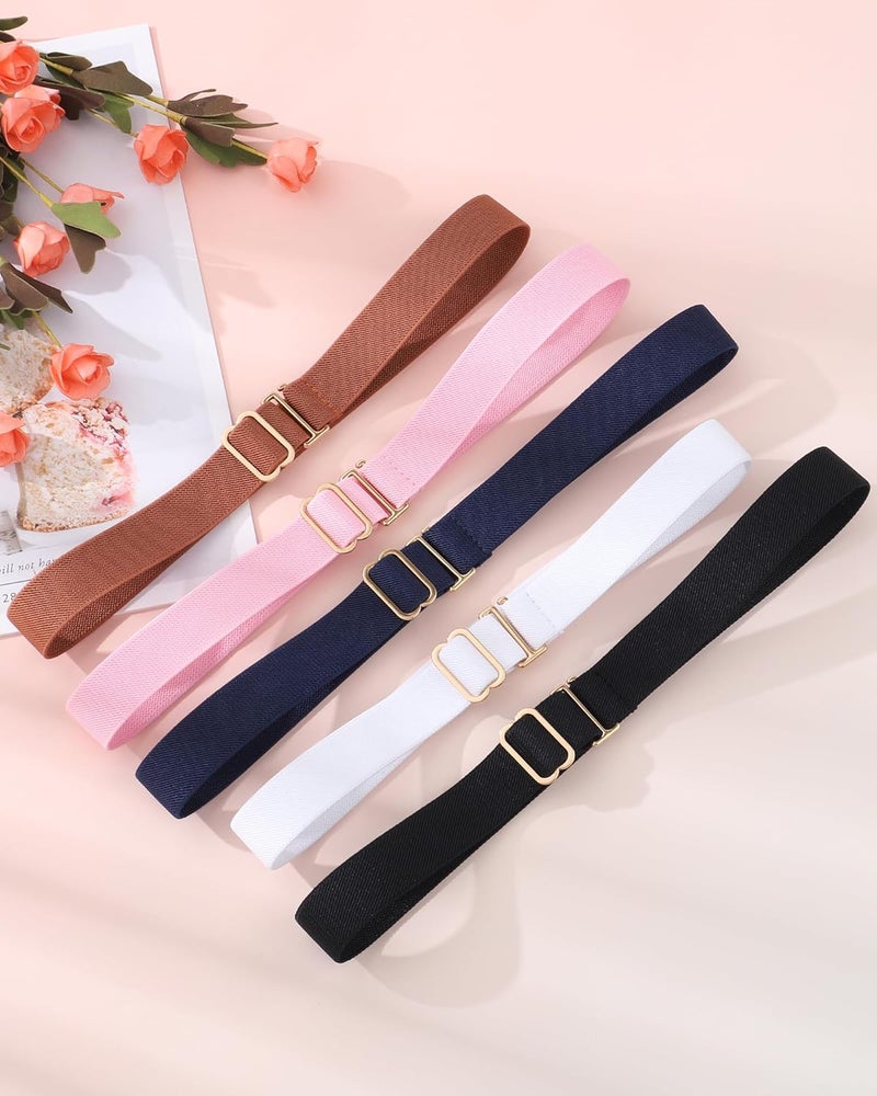 Kajeer Kids Belt for Girls,3 Pack Stretch Belts Invisible Adjustable Gold Buckle Toddler Youth Belt for Uniform Casual - Image 4